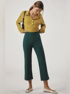 Maeve The Margot Kick-Flare Cropped Pants Size Medium Green Anthropologie